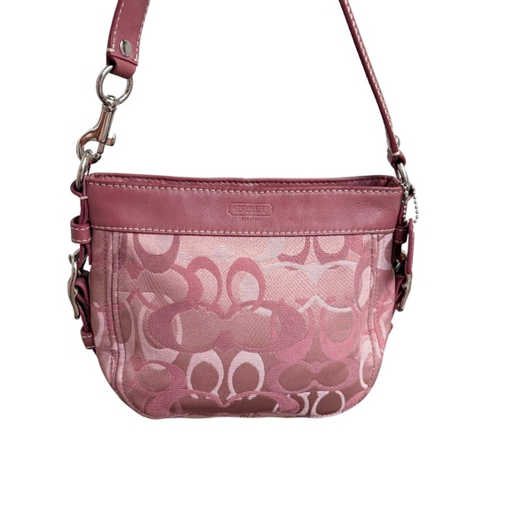 COACH rare Y2K Zoe Handbag F44109 dusty rose signature optic C RARE - Picture 1 of 14